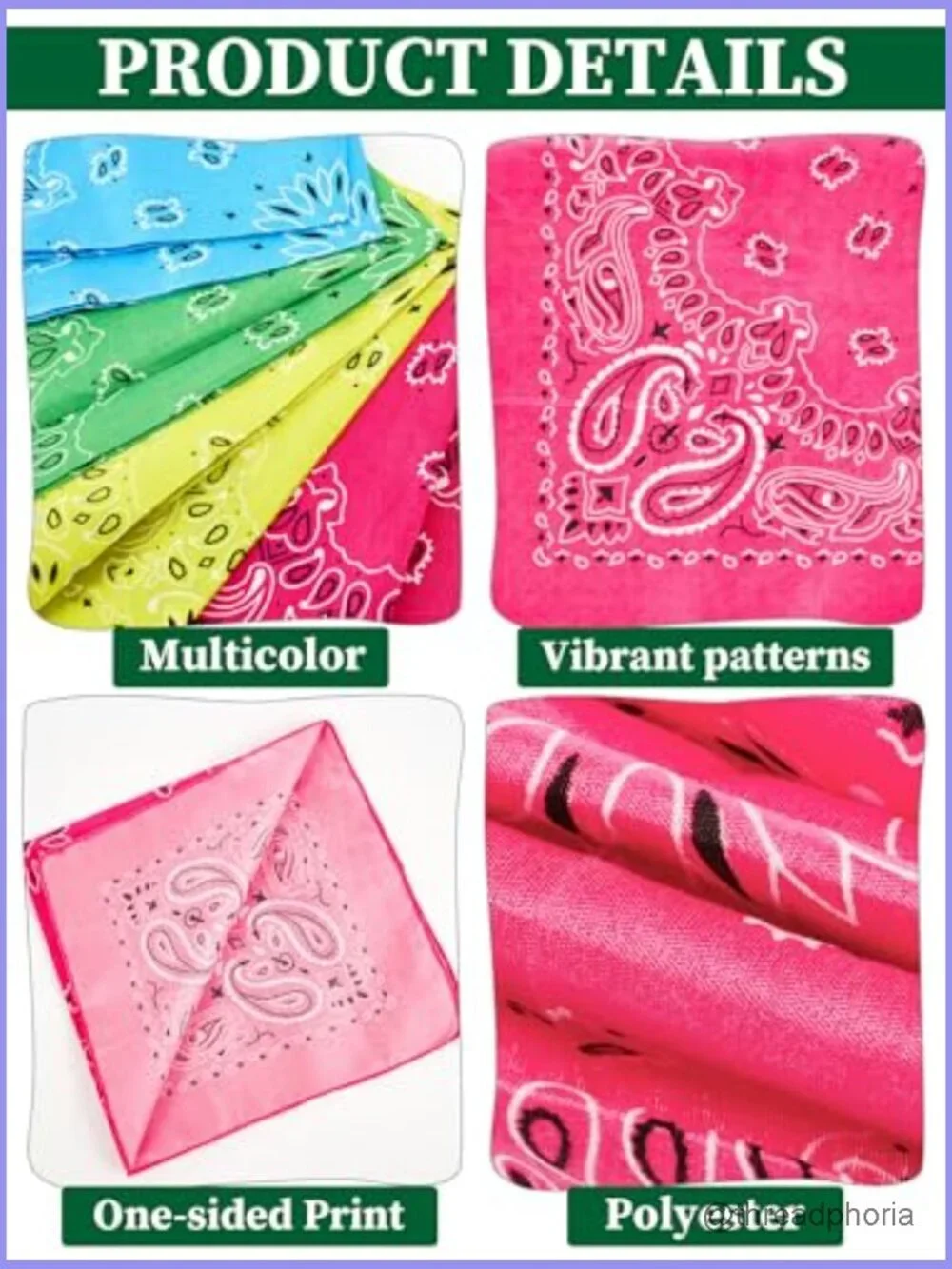 48 Paisley Bandanas Square Scarf Headband for Parade Costume Party